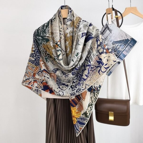 Prosperous Double-sided Same Color Printing Silk Wool Scarf - Image 3