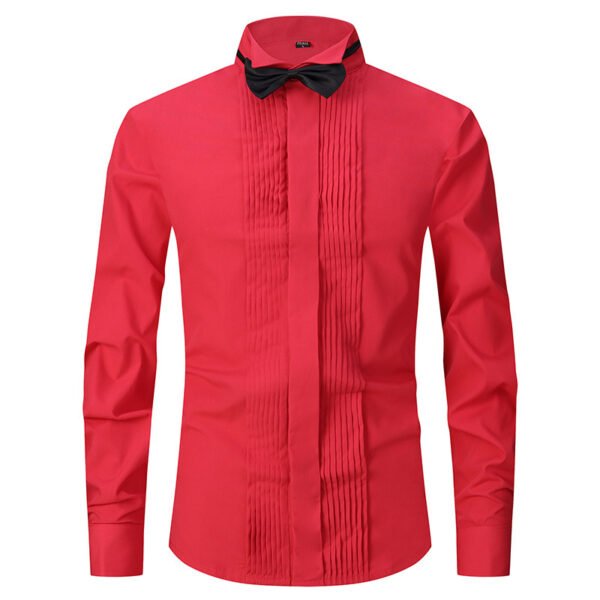 Solid Color Slim-fit Cotton Men's Long-sleeved Shirt - Image 4