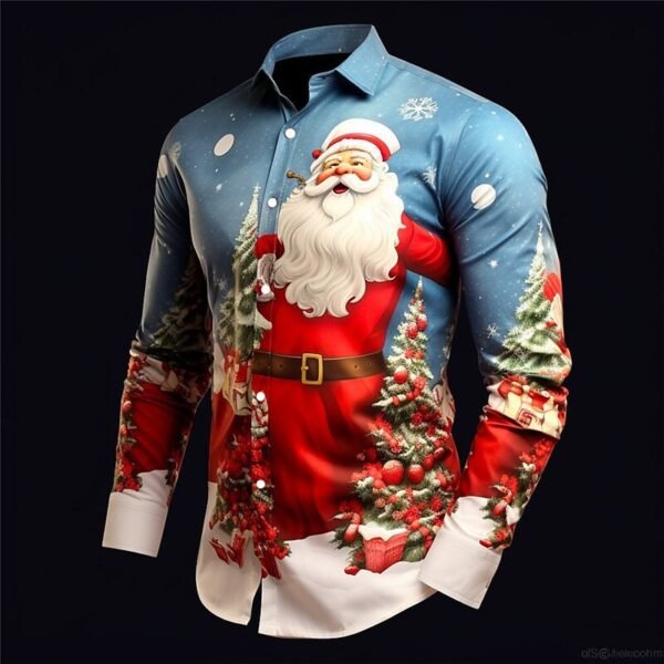 Christmas Element Men's Lapel Casual Shirt - Image 4