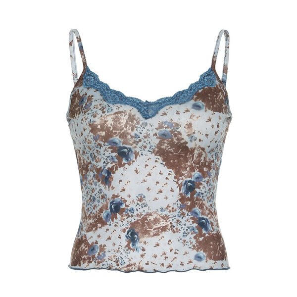 Floral Print Vest Lace Print Top For Women - Image 5
