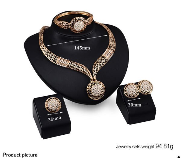 Necklace earrings ring jewelry four piece set - Image 2