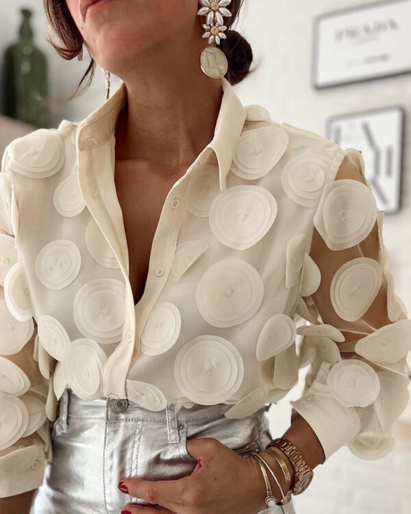 Women's Fashion Mesh Long-sleeved Shirt - Image 5