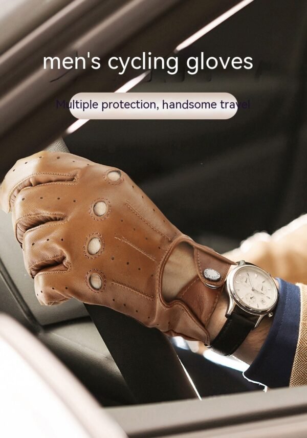 Breathable Single Layer Authentic Leather Sheepskin Fitness Gloves - Image 10