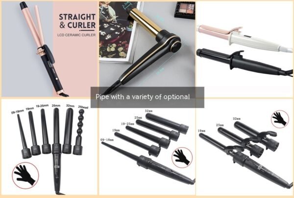 Hair Curler Hair Curler For Curling Or Straightening Multi-function LED Multi-gear Temperature Adjustment 6 In 1 Hair Curler - Image 9