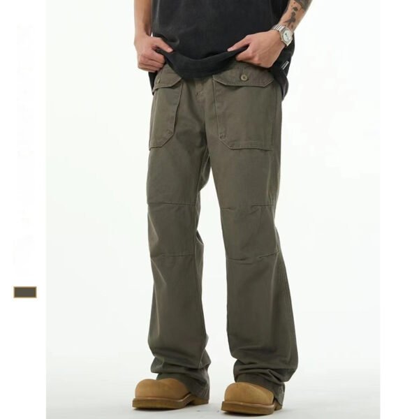 Men's Basic All-matching Trendy Gray-green Overalls Casual Loose Trousers - Image 2