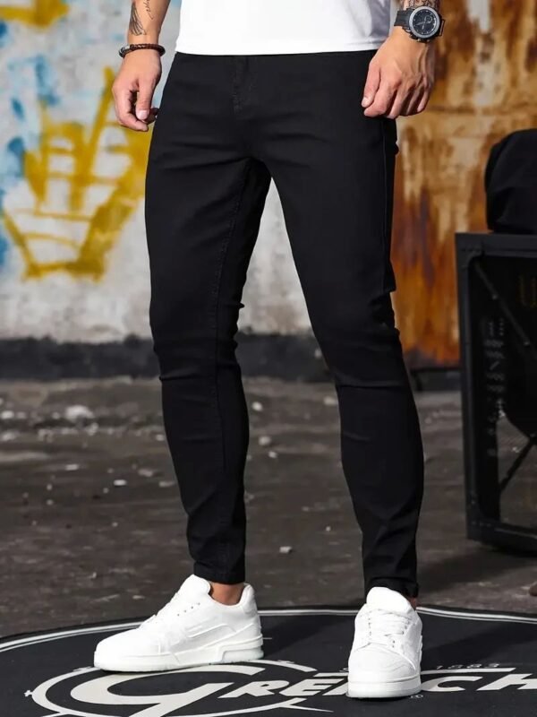 Man Pants Retro Washing Zipper Sretch Jeans Casual Slim Fit - Image 5