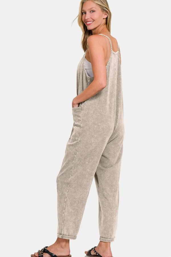 Zenana Washed Spaghetti Straps Overalls With Pockets