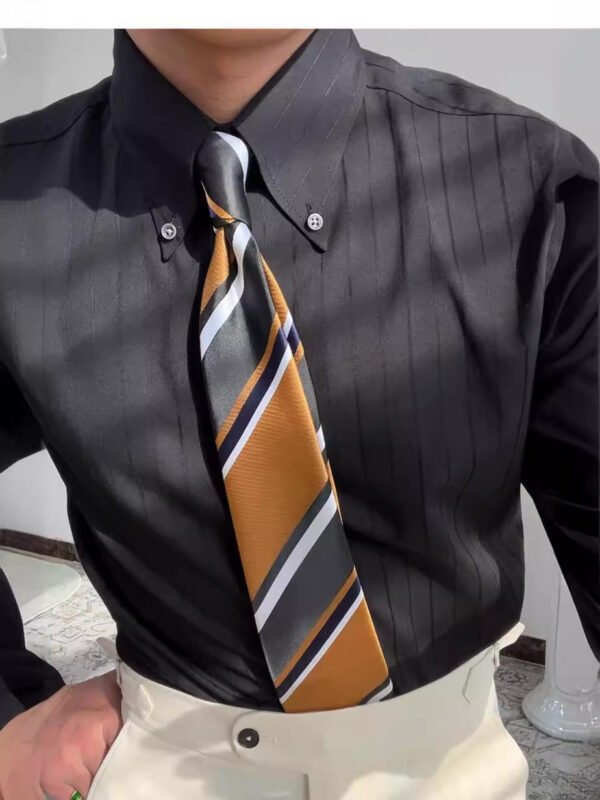 Spring Striped Four Seasons Shirt Elastic Fashion Men - Image 6