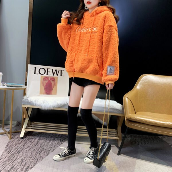 Fashion Embroidery Lamb Wool Sweatshirt Women - Image 2