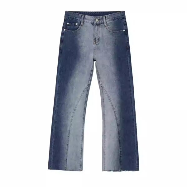 Contrast Color Tie-dye Gradient Jeans Slightly Flared Casual Pants - Image 2