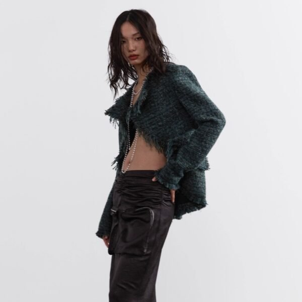 Women's Loose Short Coat With Raw Edges - Image 2