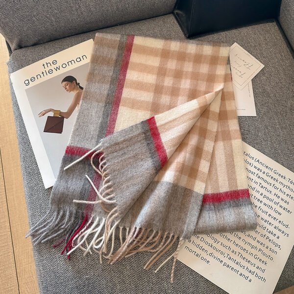 Pure Wool Plaid Scarf British Classic - Image 2