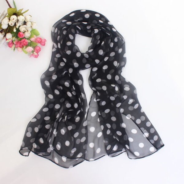 Polka Dot Scarf Bright Red Scarf Polka Dot Thin Chiffon Sunscreen Shawl - Image 9