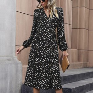 Fashion Printed Black Women's Dress