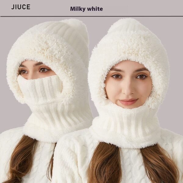 High Elastic Solid Color Knitted Hat Scarf Mask One-piece - Image 4