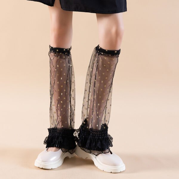 Y2g Millennium Hot Girl Bronzing Black Speaker Width Leg Warmer Calf Socks - Image 10