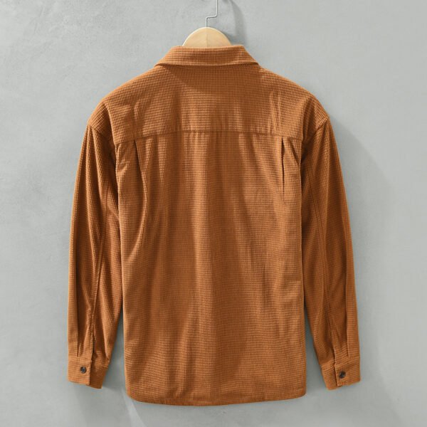 Waffle Long Sleeve Shirt Japanese Style Workwear Top - Image 2