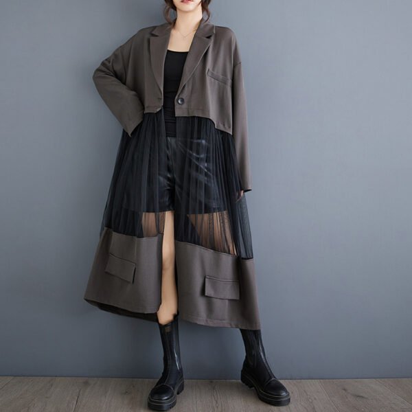 Casual Patchwork Mesh Hollow Suit Skirt - Image 2