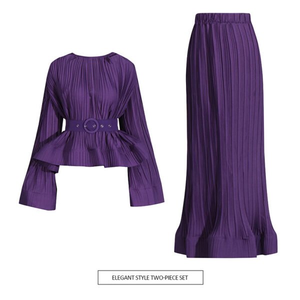 Fashion Two-piece Suit Patchwork Ruffled Top Suit - Image 2