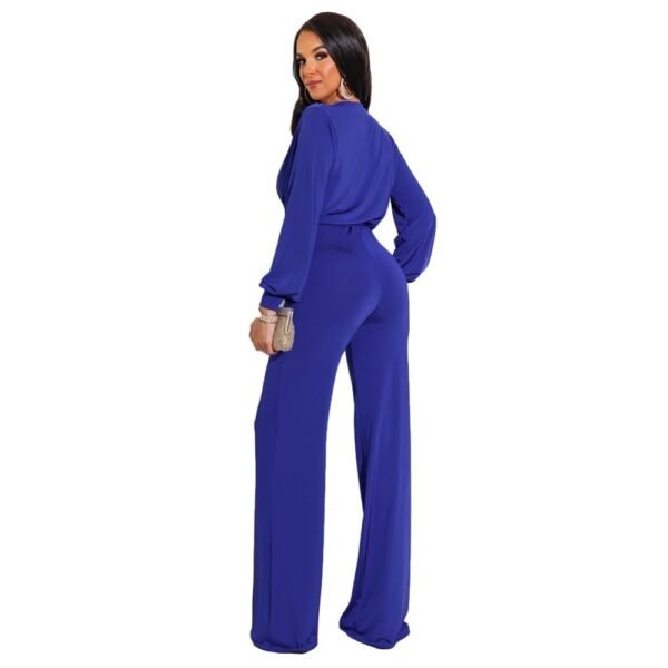 Solid Color Casual Long Sleeves Women's Jumpsuit - Image 4