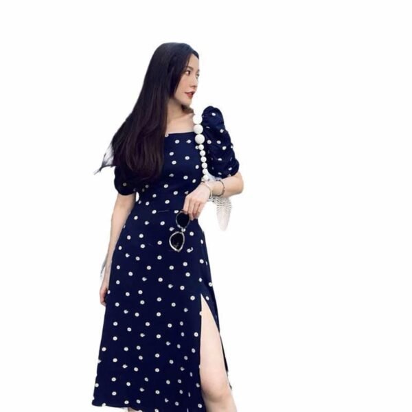 French Blue Polka Dots Dress Women's Summer New - Image 5