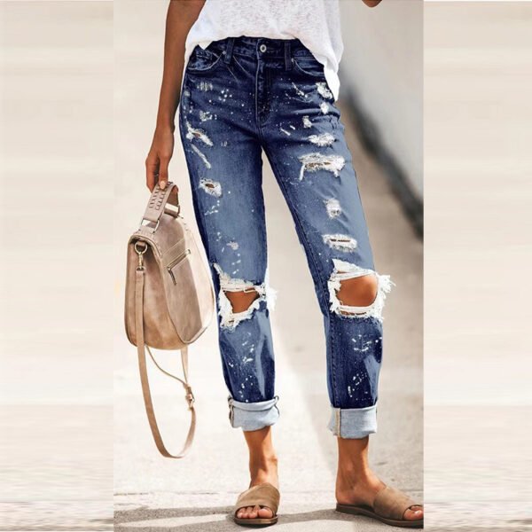 Straight Women's European Goods Ripped Jeans - Image 4