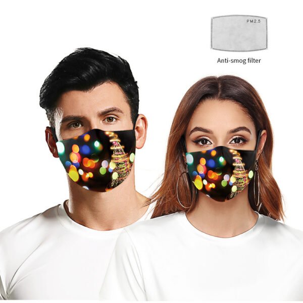 Christmas Light Shadow Digital Printing Double-layer Dust Mask - Image 2