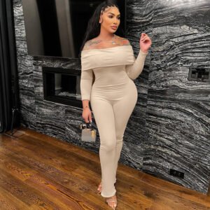 Women's Solid Color Slim Fit One-piece Trousers