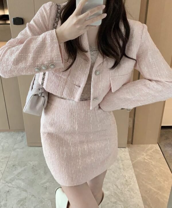 Socialite Style Tweed Long Sleeve Suit Ladies - Image 5