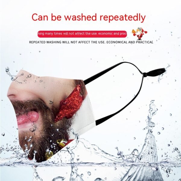 Christmas Beard Digital Printing Face Creative Double-layer Dust Mask - Image 2