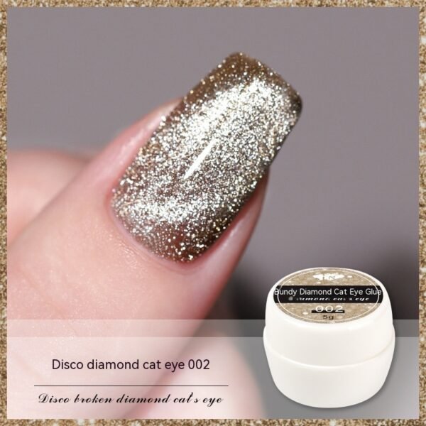 Reflective Diamond In The Debris Glue Cat Eye Gel Polish Nail Art - Image 4