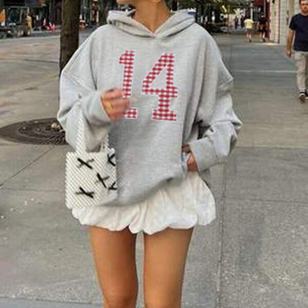 European And American Embroidery Digital Hooded Sweater - Image 2