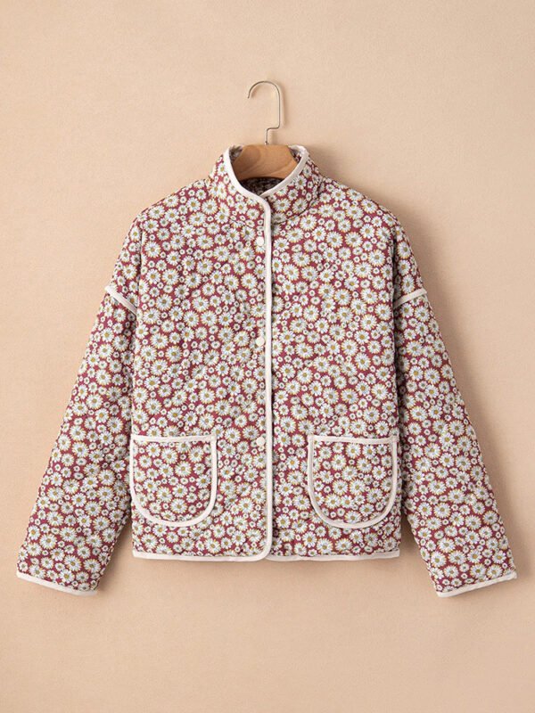 Autumn And Winter Cotton Printed Contrast Color Women's Cotton Coat - Image 3