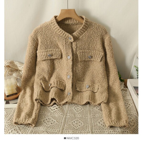 French Round Neck Single-breasted Sweater Coat - Image 8