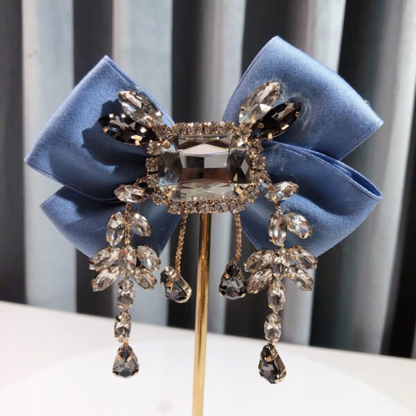Solid Color Rhinestone Retro British Style Bow - Image 5