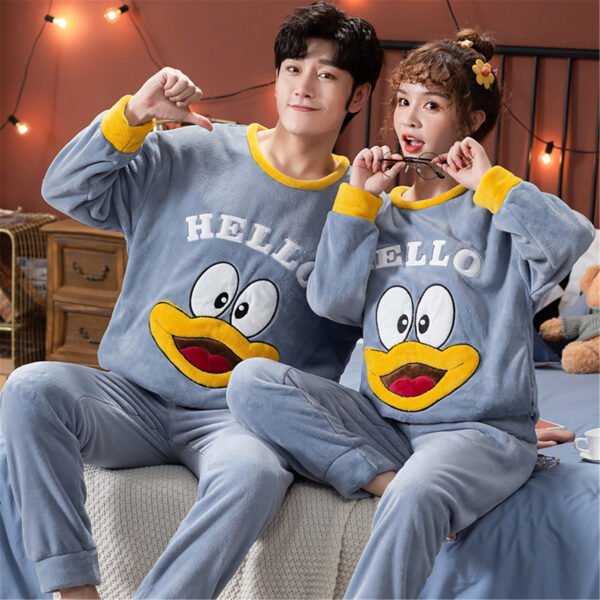 Velvet Couple Pajamas Korean Style Thickened Warmth - Image 5