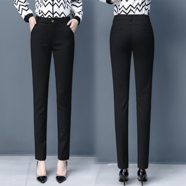 Blue Suit Pants Spring Women's High Waist Career Figure Flattering Drape Skinny Pants - Image 3