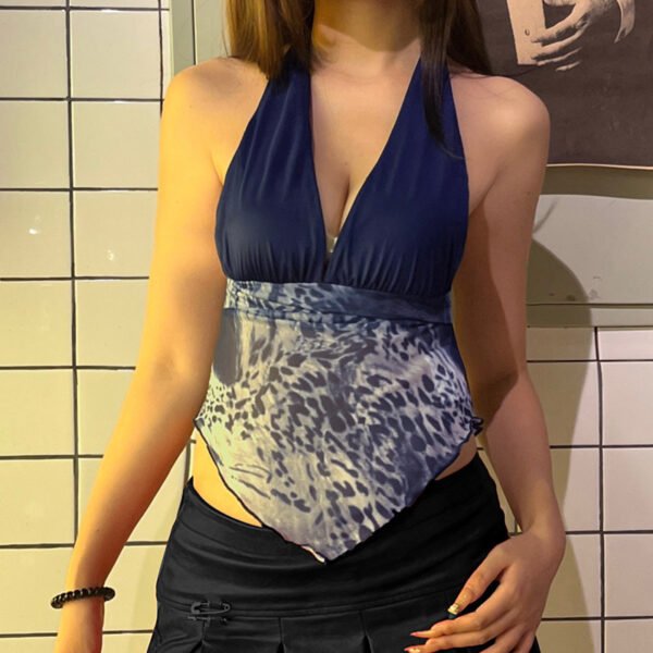 New Slim Fit Backless V-neck Halter Sling Top For Women - Image 3