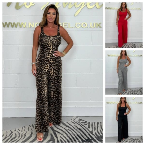 Women's U-neck Backless Leopard Print Jumpsuit - Image 3
