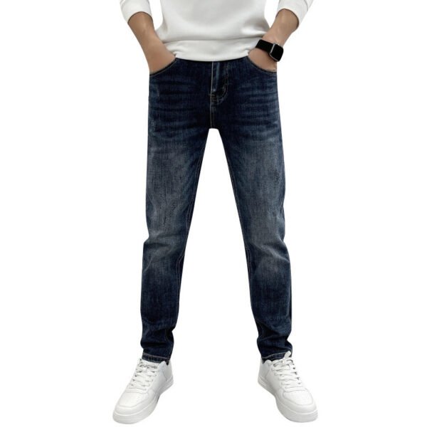 Men's Casual Slim Fit Straight Leg Elastic Jeans - Image 5