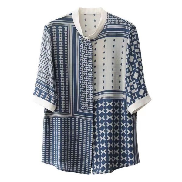 Women's Stand Collar Fashion Printed Shirt - Image 2