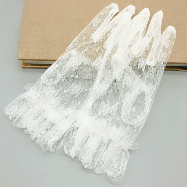 Korean Style White Lace Flower Gloves - Image 7