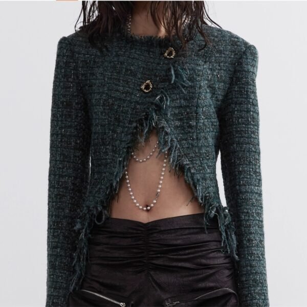 Women's Loose Short Coat With Raw Edges - Image 3