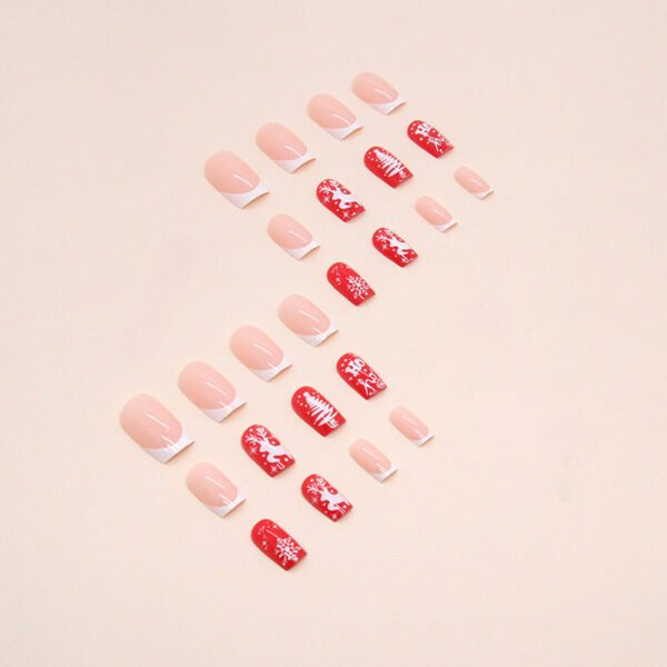 Cute Sweet Red Christmas Manicure Snowflake Elk - Image 4
