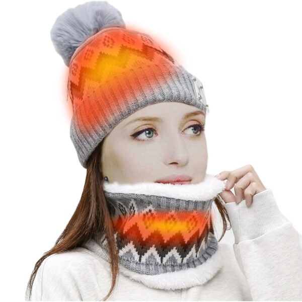 USB Electric Heating Keep Warm And Emit Heat Knitted Hat Scarf Gloves - Image 6