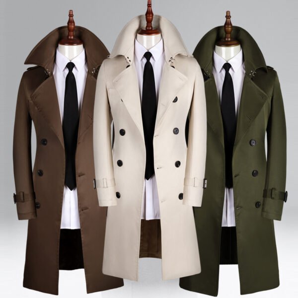 Long Double Breasted Spring And Autumn Slim British Business Coat - Image 2