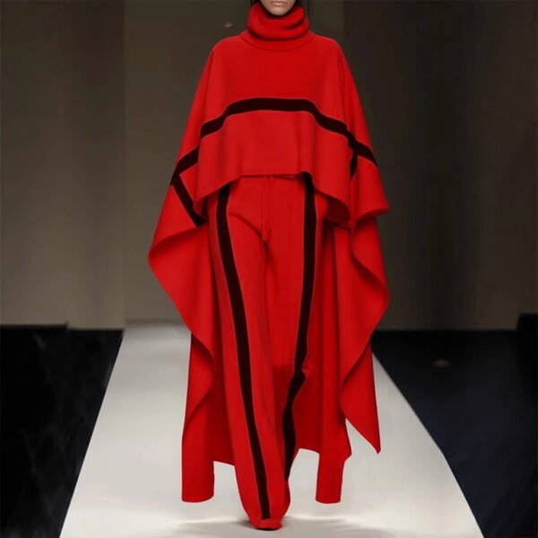 Plus Size Loose Shawl Women's Cloak Turtleneck Suit - Image 2
