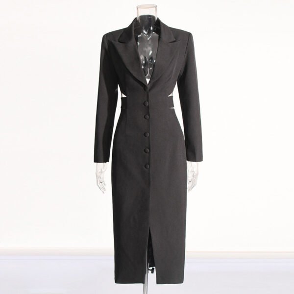 Long Shirt Midriff Outfit Design High Sense Solid Color Suit Coat For Women Autumn - Image 2