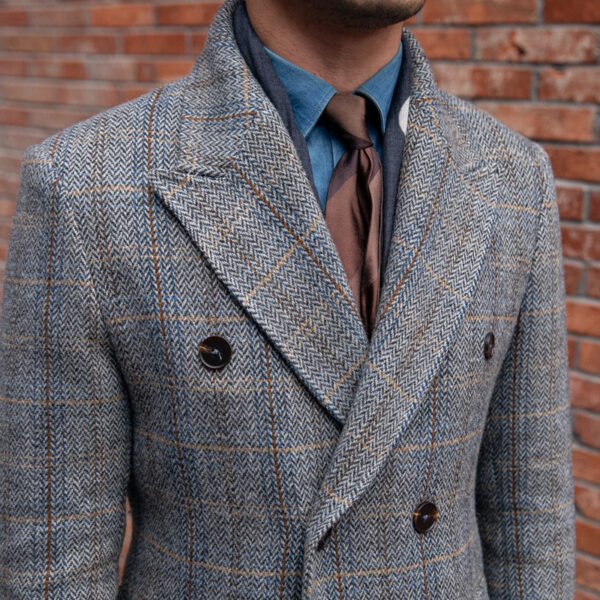 Retro High-quality Wool Plaid Polo Coat - Image 5