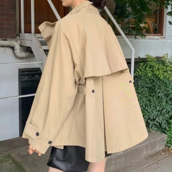 Retro Loose Long Sleeve Short Trench Coat Women - Image 4